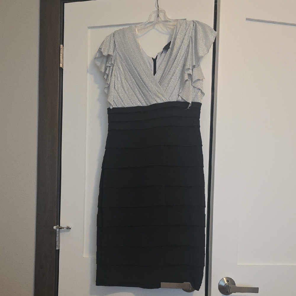 Dressbarn Silver and White Collection Dress